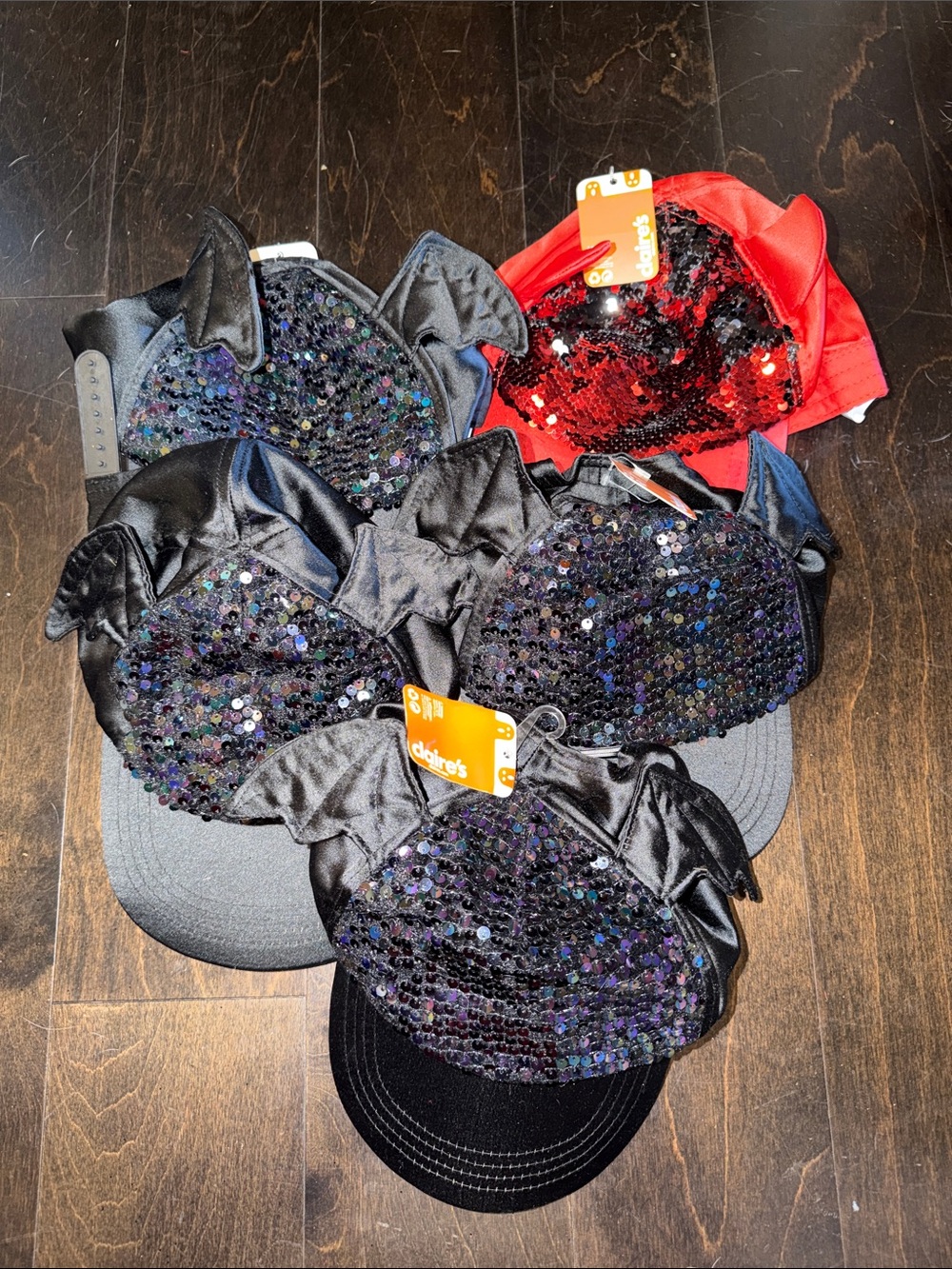Claire's Sequin Ear hats - 4 Black and 1 Red Options